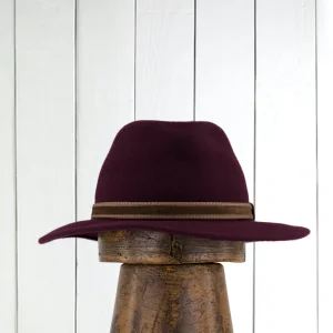 chapeau déperlant en feutre de laine mérinos prune