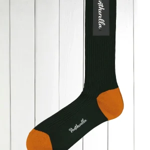 chaussettes pantherella en coton vert foncé à glands cumin