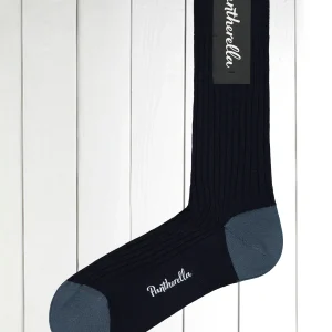 chaussettes pantherella en laine bleu nuit à glands bleu pétrole