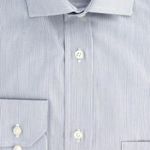 Chemise milleraie bleu clair col italien