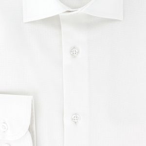 Chemise en natté blanc petit col italien