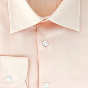 Chemise classique en satin de coton saumon col français