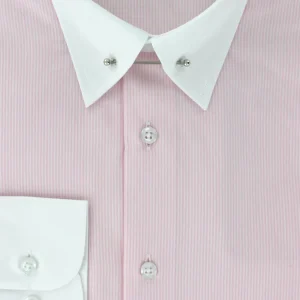 Chemise cintrée col anglais rayures roses