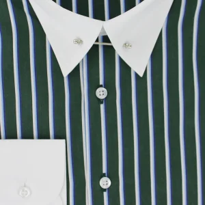 Chemise cintrée col anglais à rayures vertes