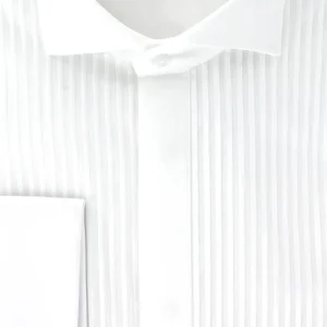 Chemise blanche col cassé plastron plissé
