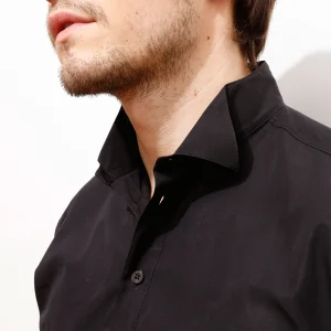 chemise quat'z'art à col cassée en popeline black de luxe