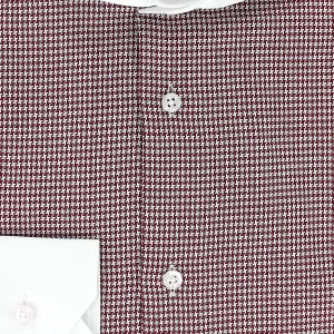 Chemise cintrée à motifs pied-de-poule rouges et à oppositions blancs