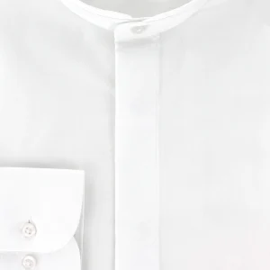 Chemise cintrée col mao blanche