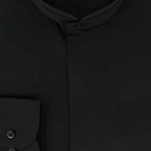 Chemise cintrée col mao noir