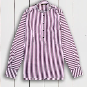 chemise col mao slim en popeline extensible à rayures plum