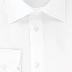Chemise en satin de coton blanc col français