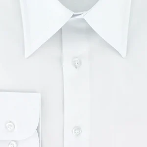 Chemise en twill de coton blanc col classique long