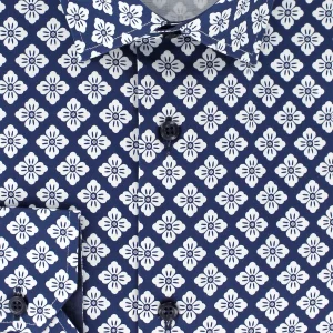 Chemise bleue à fleurs - Maurice