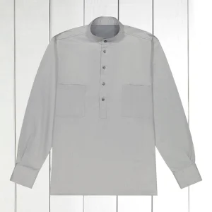 chemise à col mao en coton de luxe granite