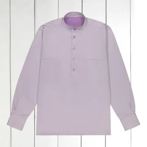 chemise à col mao en coton de luxe lilac