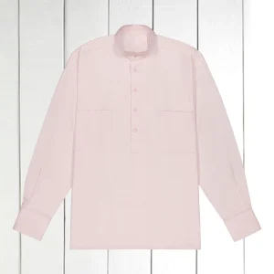 chemise à col mao en coton de luxe pink