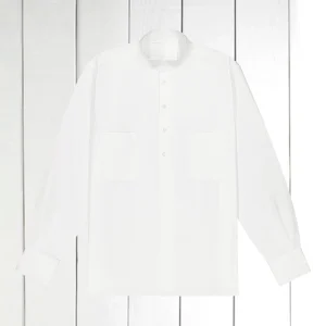 chemise à col mao en coton de luxe white