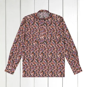 chemise col mao en coton Liberty® dessin rose