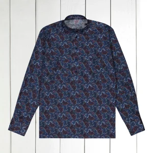 chemise col mao en coton Liberty® feuilles