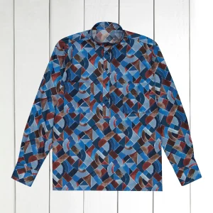 chemise col mao en coton Liberty® hommage à Sonia Delaunay