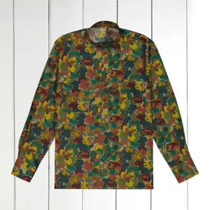 chemise col mao en coton Liberty® motifs flowers