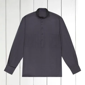 chemise col mao en toile de coton et clycell black