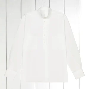 chemise col mao en popeline blanche de luxe
