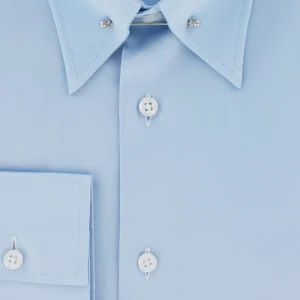 Chemise cintrée col anglais bleu ciel