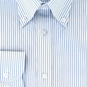 Chemise classique col bouton à rayures ciel