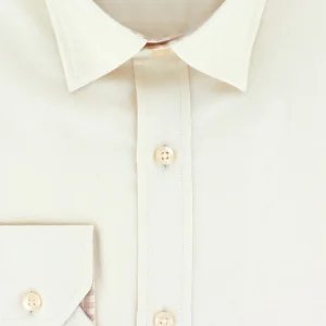 Chemise cintrée chevron beige touché cachemire