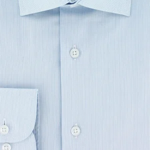 Chemise milleraie bleu ciel petit col italien