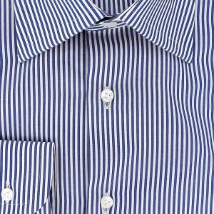 Chemise double retors à rayures fines bleues