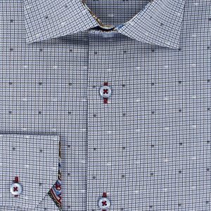 Chemise à petits carreaux bleu gris