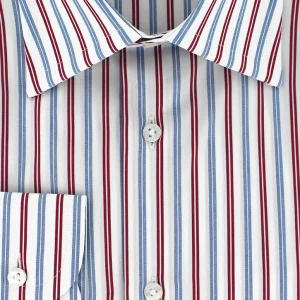 Chemise à rayures rouges et bleues double retors