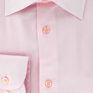 Chemise en satin de coton rose col français