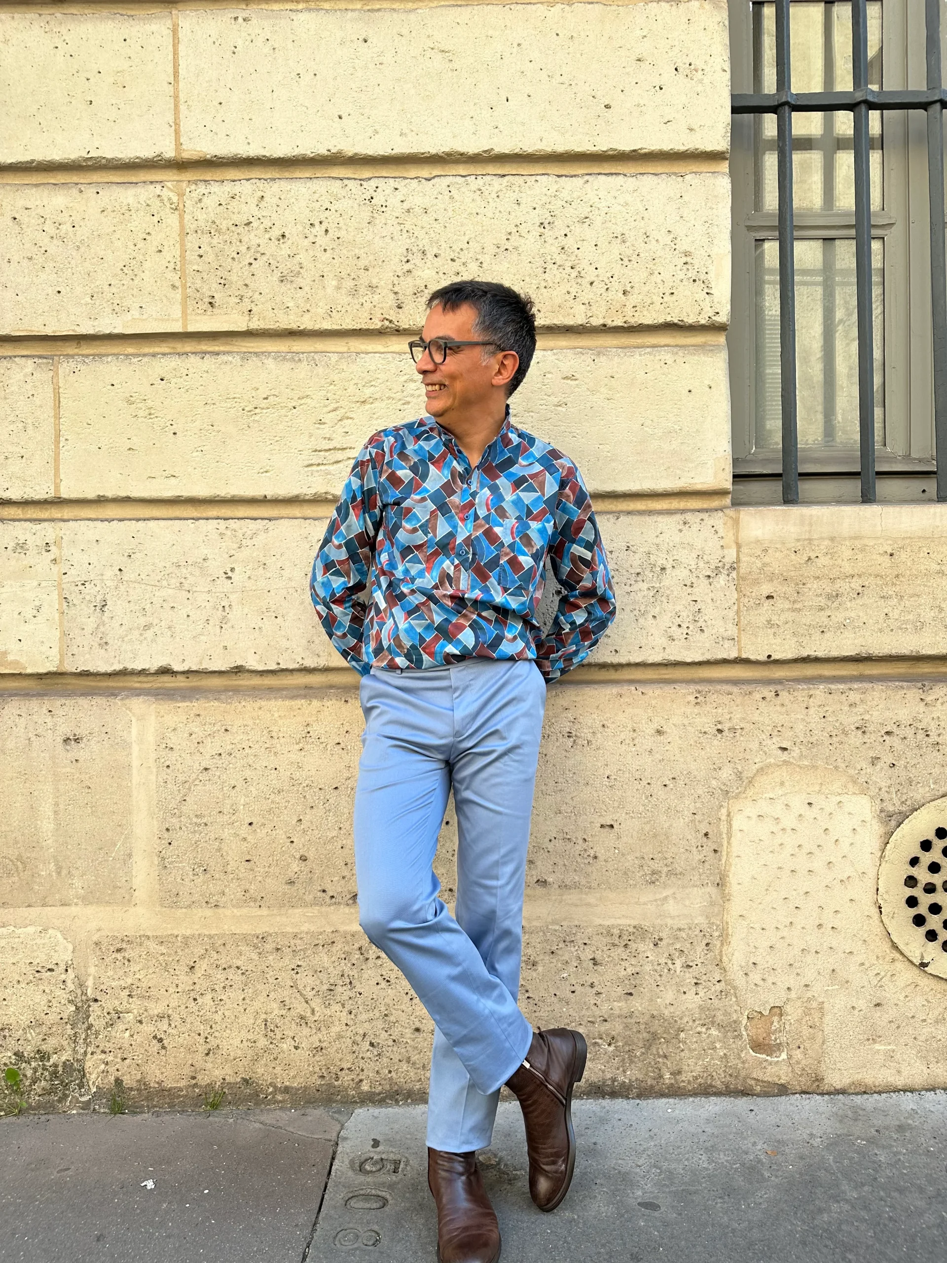 chemise col mao en coton Liberty® hommage à Sonia Delaunay – Image 4