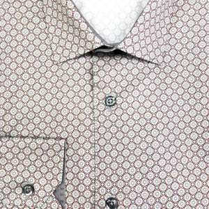 Chemise cintrée à motifs beiges et gris