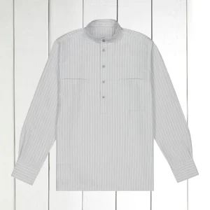 chemise col mao en coton oxford rayures tennis