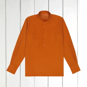 chemise col mao en velours milleraies copper