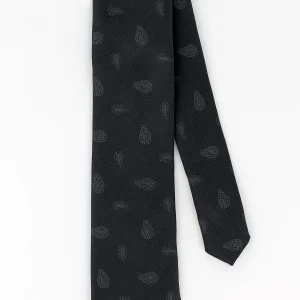 Cravate microfibre grise motifs cachemire