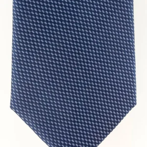 Cravate en soie tissée bleu marine motifs bleu ciel