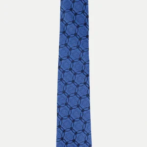 Cravate bleue à motifs bleu marine