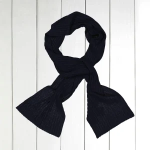 écharpe à côtes en cachemire bleu nuit