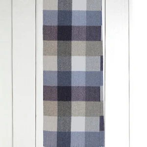écharpe en laine et cachemire à carreaux denim