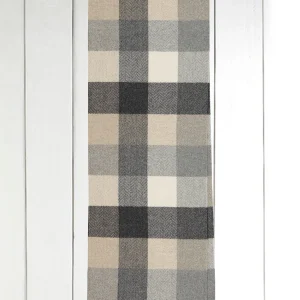 écharpe en laine et cachemire à carreaux gris clair