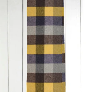 écharpe en laine et cachemire à carreaux jaune