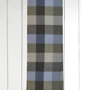 écharpe en laine et cachemire à carreaux olive