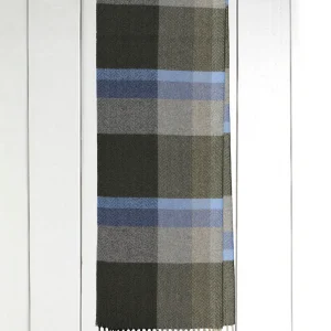 écharpe en laine et cachemire à grands carreaux vert mousse