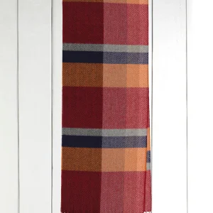 écharpe en laine lambswool et cachemire à grands carreaux rouge