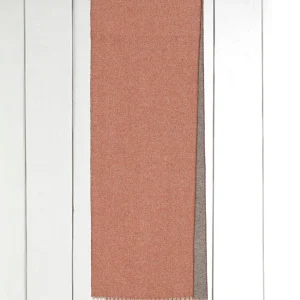 écharpe frangée en cachemire double-face bai sur chiné gris